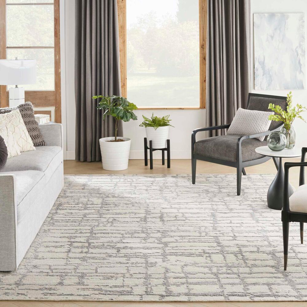 Nourison Luna 7&#39;9&quot; x 9&#39;9&quot; Ivory and Grey Area Rug, , large
