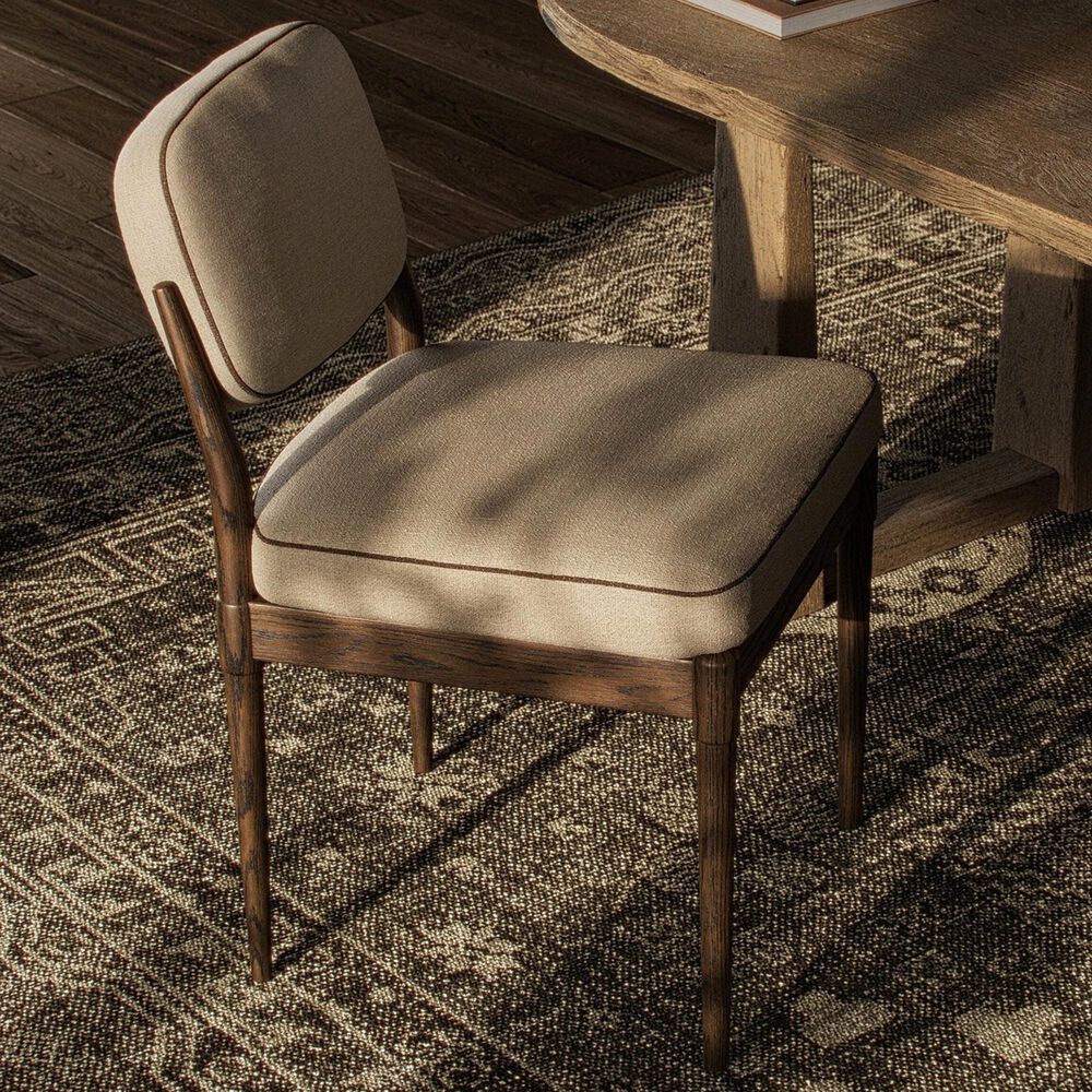 Four Hands Esther Side Chair with Antwerp Taupe Cushion in Brown Oak, , large