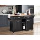 HOMLUX Kitchen Island with Rubber wood Countertop in Black, , large