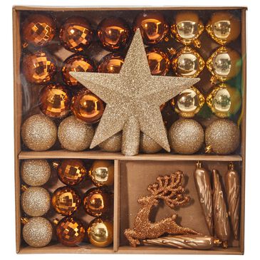 Nearly Natural Inc 40 Count Lux Shatterproof Ornament Set in Gold, , large