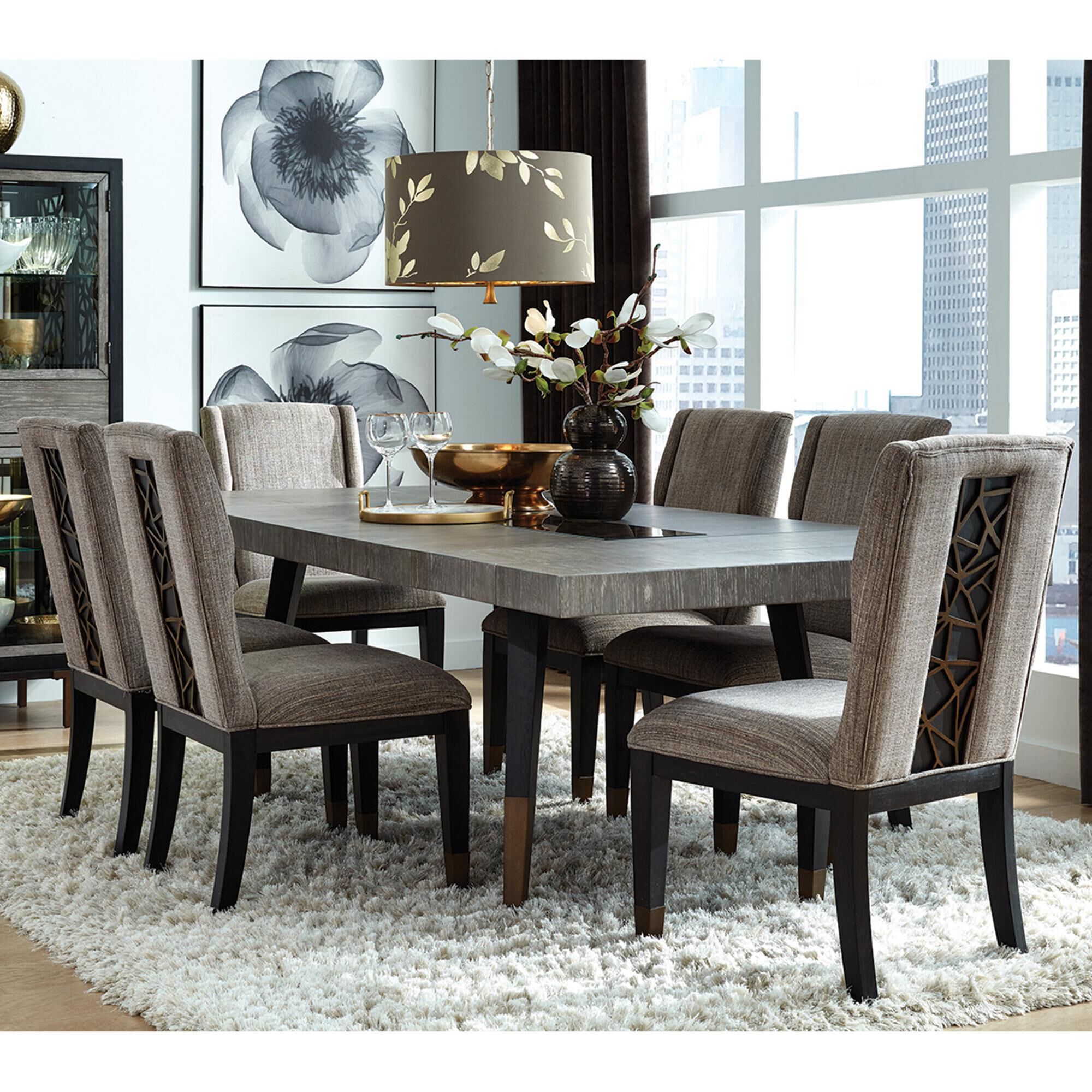 Nicolette Home Ryker Table and 6 Chairs in Nocturn Black and