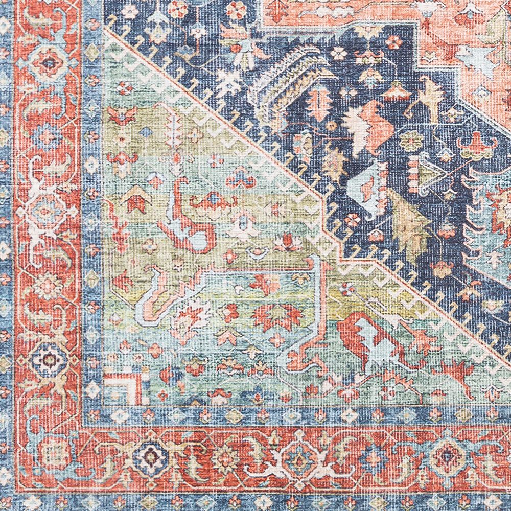Surya Amelie 2&#39;7&quot; x 7&#39;10&quot; Navy, Peach, Green, Coral, Beige and Blush Runner, , large