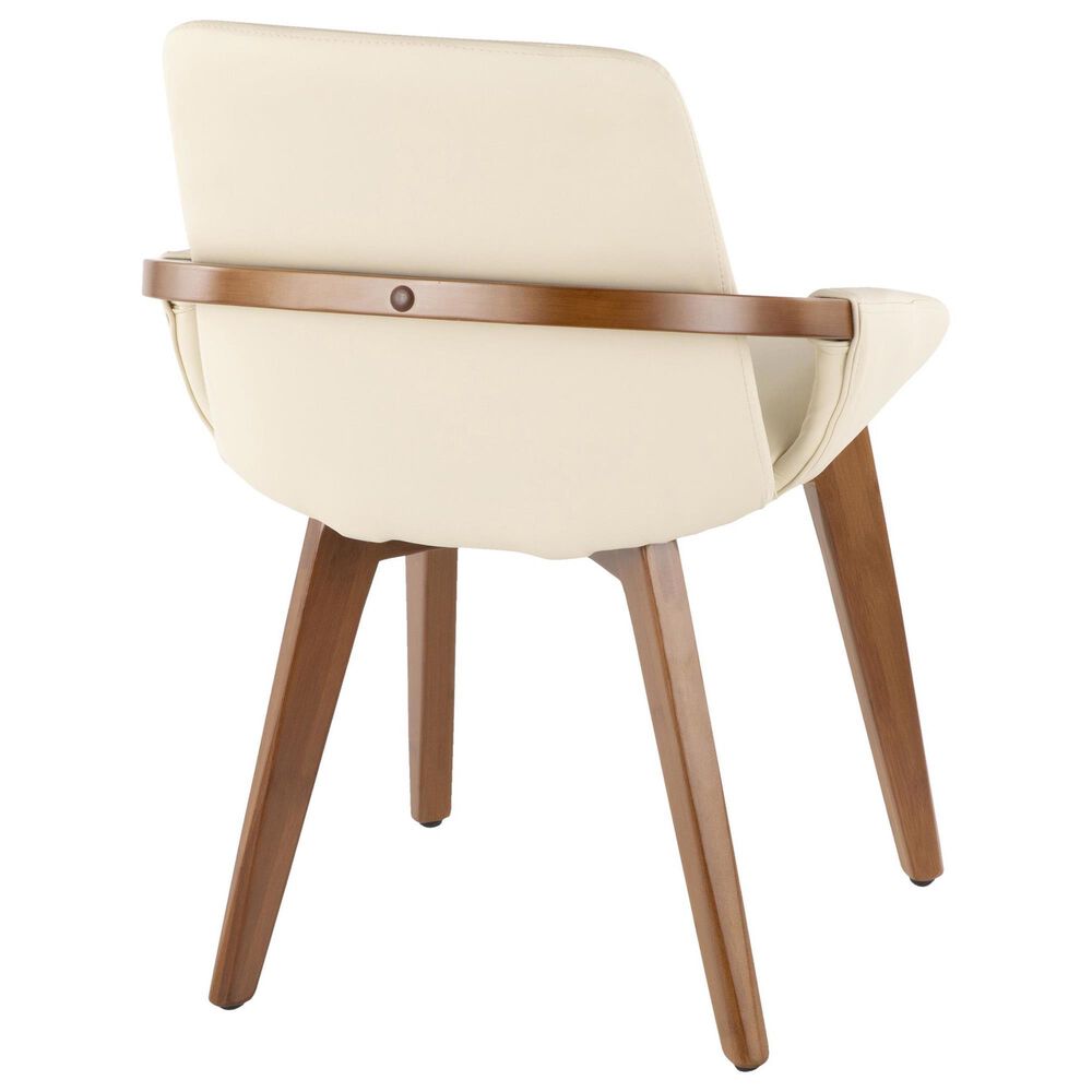 Lumisource Cosmo Arm Chair with Cream Faux Leather Cushion in Walnut, , large