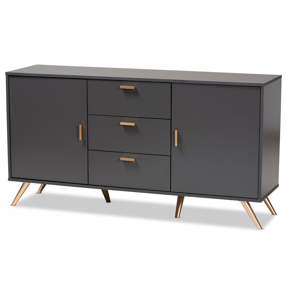 Baxton Studio Kelson 2Door Sideboard in Dark Grey/Gold NFM