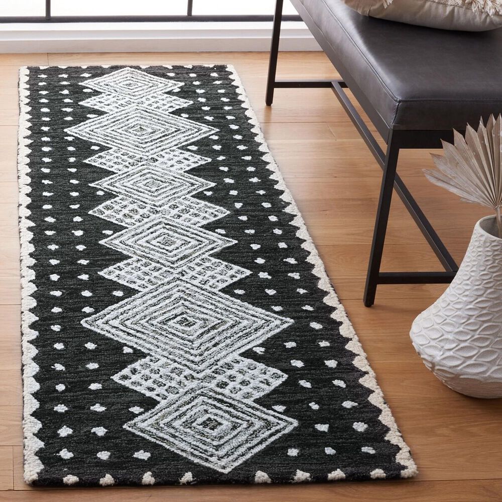 Safavieh Micro-Loop MLP171H 2&#39;3&quot; x 7&#39; Charcoal and Ivory Runner, , large