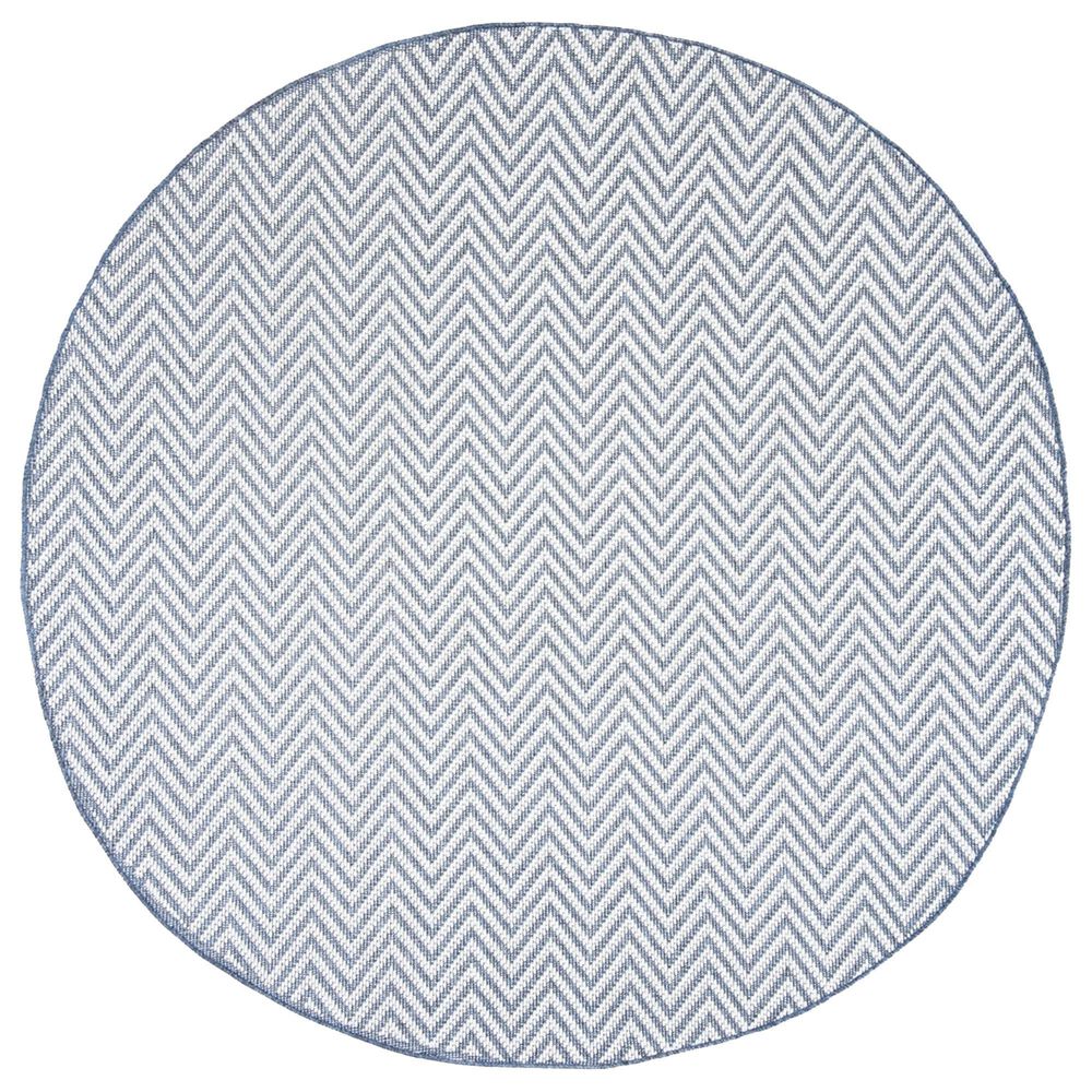 Safavieh Bermuda 5" Round Blue and Creme Indoor/Outdoor Area Performance Rug, , large