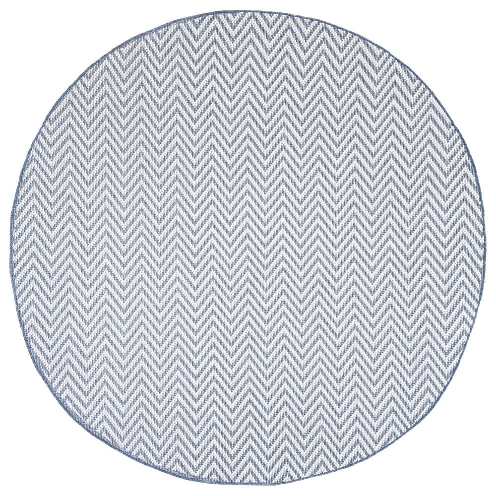 Safavieh Bermuda 5" Round Blue and Creme Indoor/Outdoor Area Performance Rug, , large