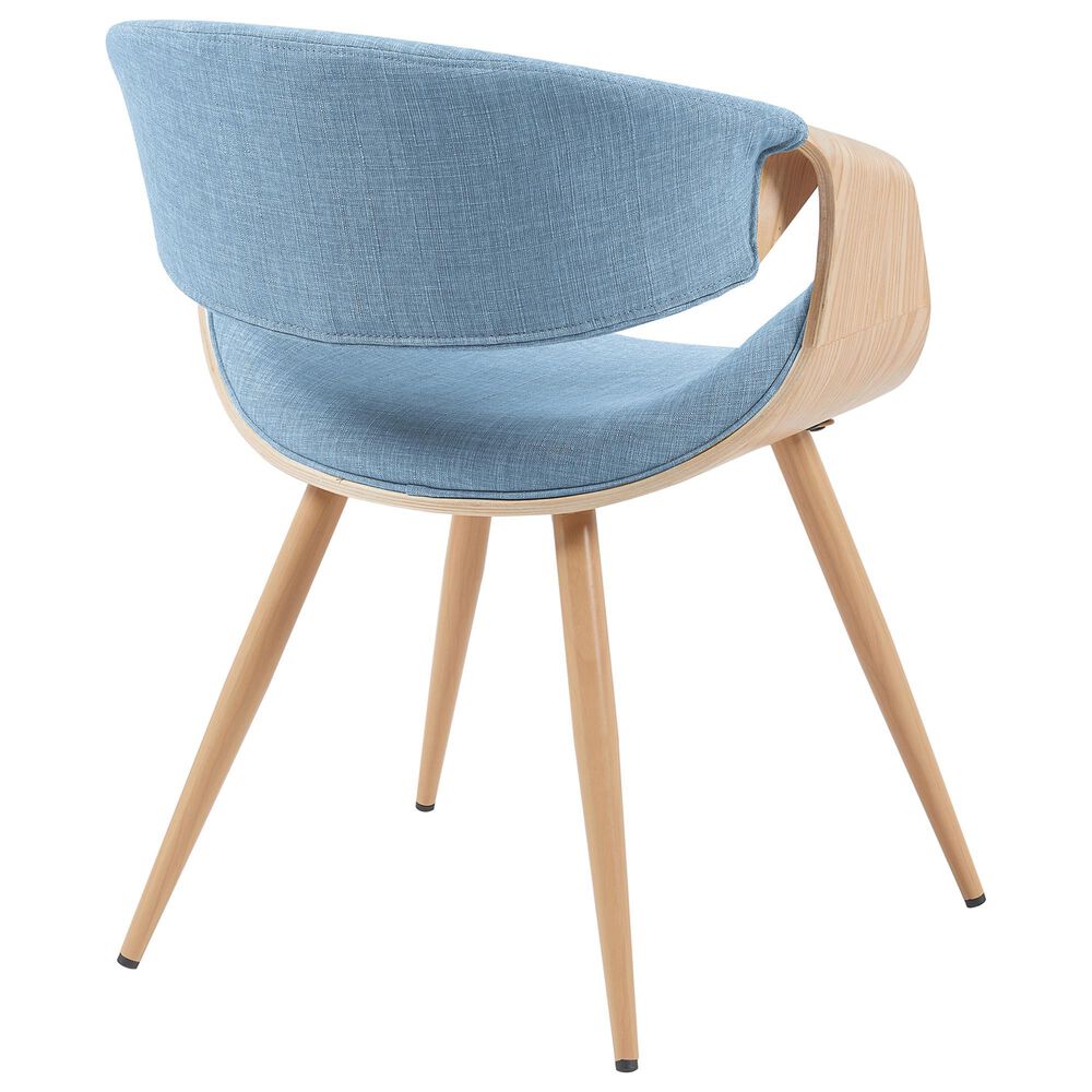 Armen Living Butterfly Arm Chair with Blue Upholstery in Oak, , large