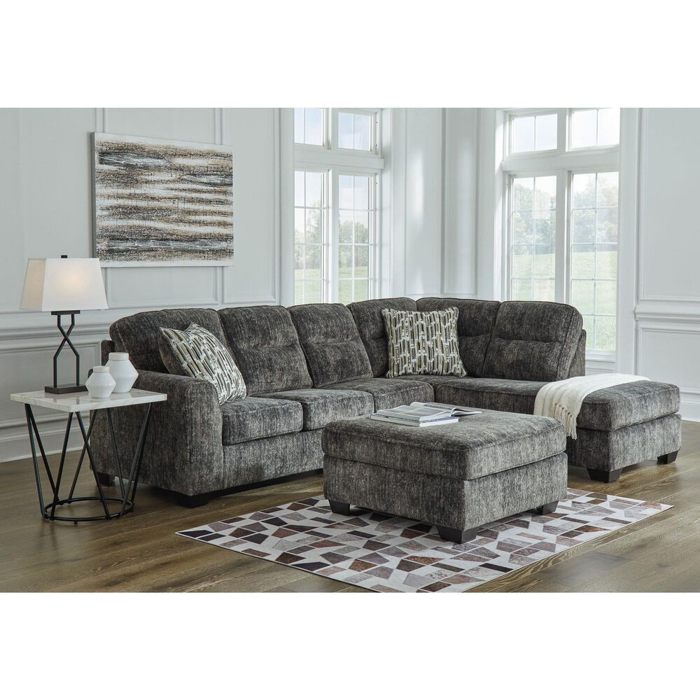 Ashley Lonoke 2-Piece Stationary Sectional Set with Right-Arm Facing Corner Chaise in Gunmetal, , large