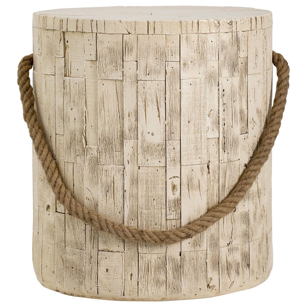 Hearth and Haven Outdoor Side Table with Braided Cord Design in Wood Brown, , large