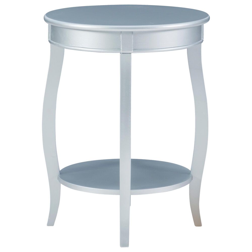 Linon Home Decor Rainbow Round Side Table in Silver, , large