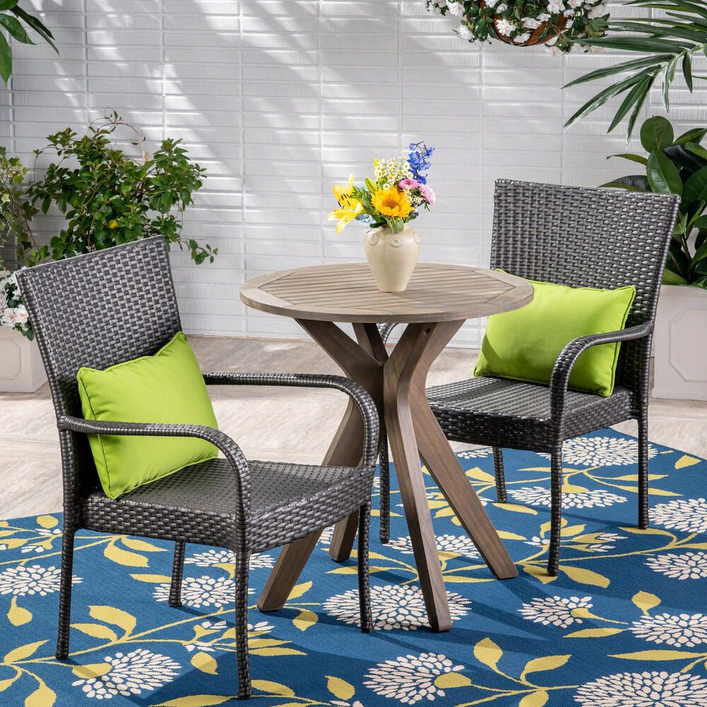 Noble House Sanders 3-Piece Patio Bistro Set in Gray, , large