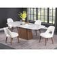 Monroe Kenza Pedestal Dining Table with White Marbleized Stone Top and Light Wood Finish, , large