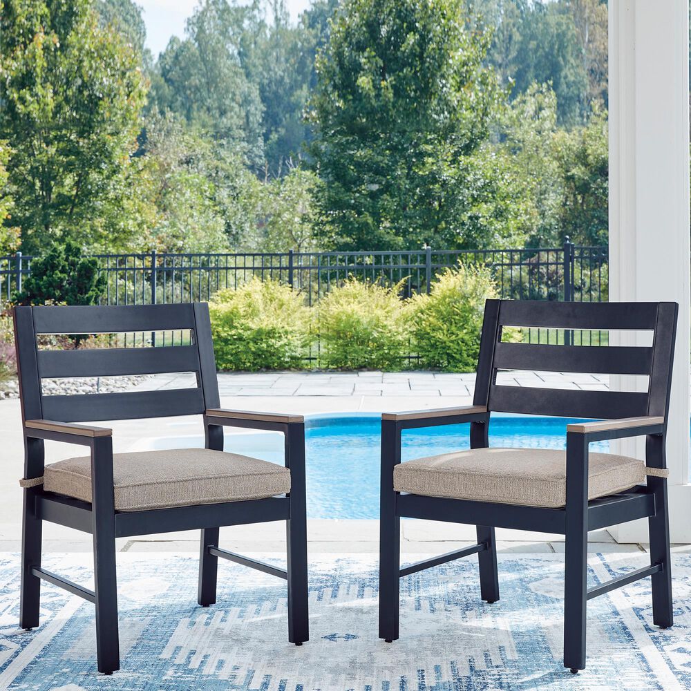 Ashley East Beach Arm Chair in Navy Blue and Driftwood (Set of 2), , large