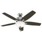 Hunter Newsome 52" Ceiling Fan with Lights in Brushed Nickel, , large