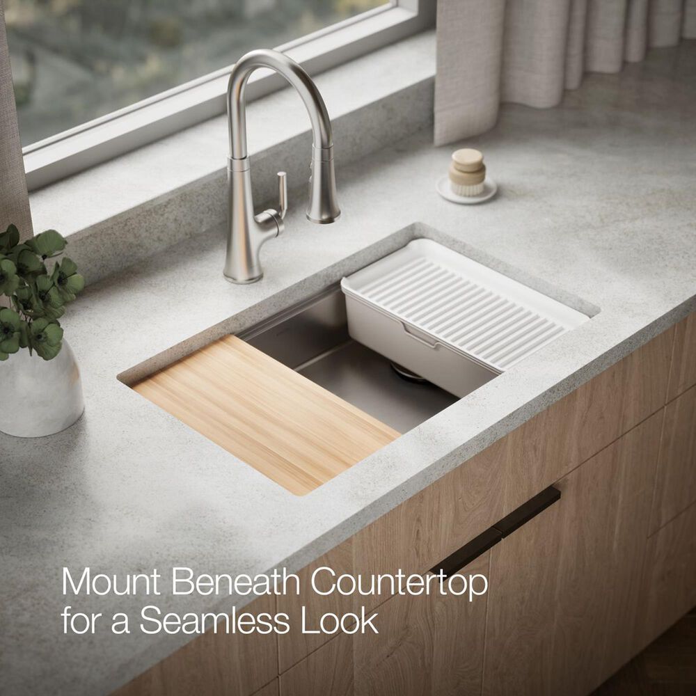 Kohler Strive 29" Undermount Single-Bowl Workstation Kitchen Sink in Stainless Steel, , large