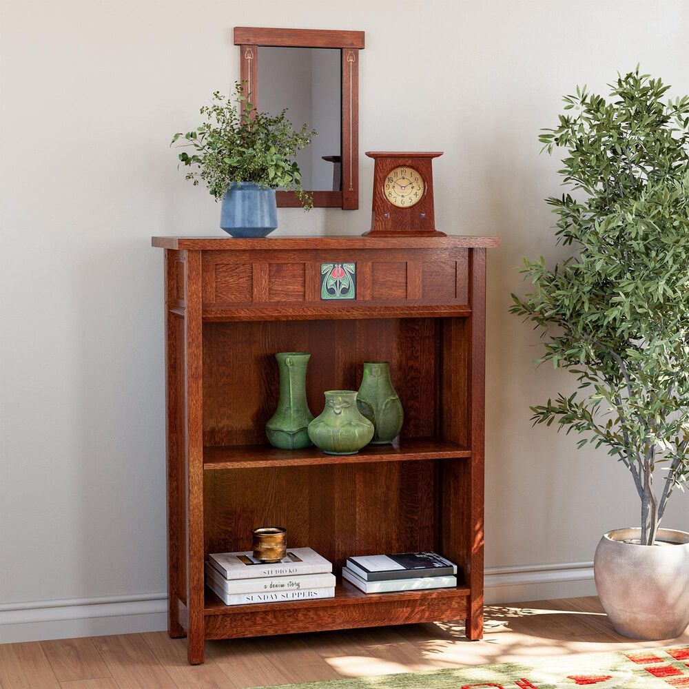 Stickley Furniture Floral Tile 2-Shelf Bookcase in Centennial, , large