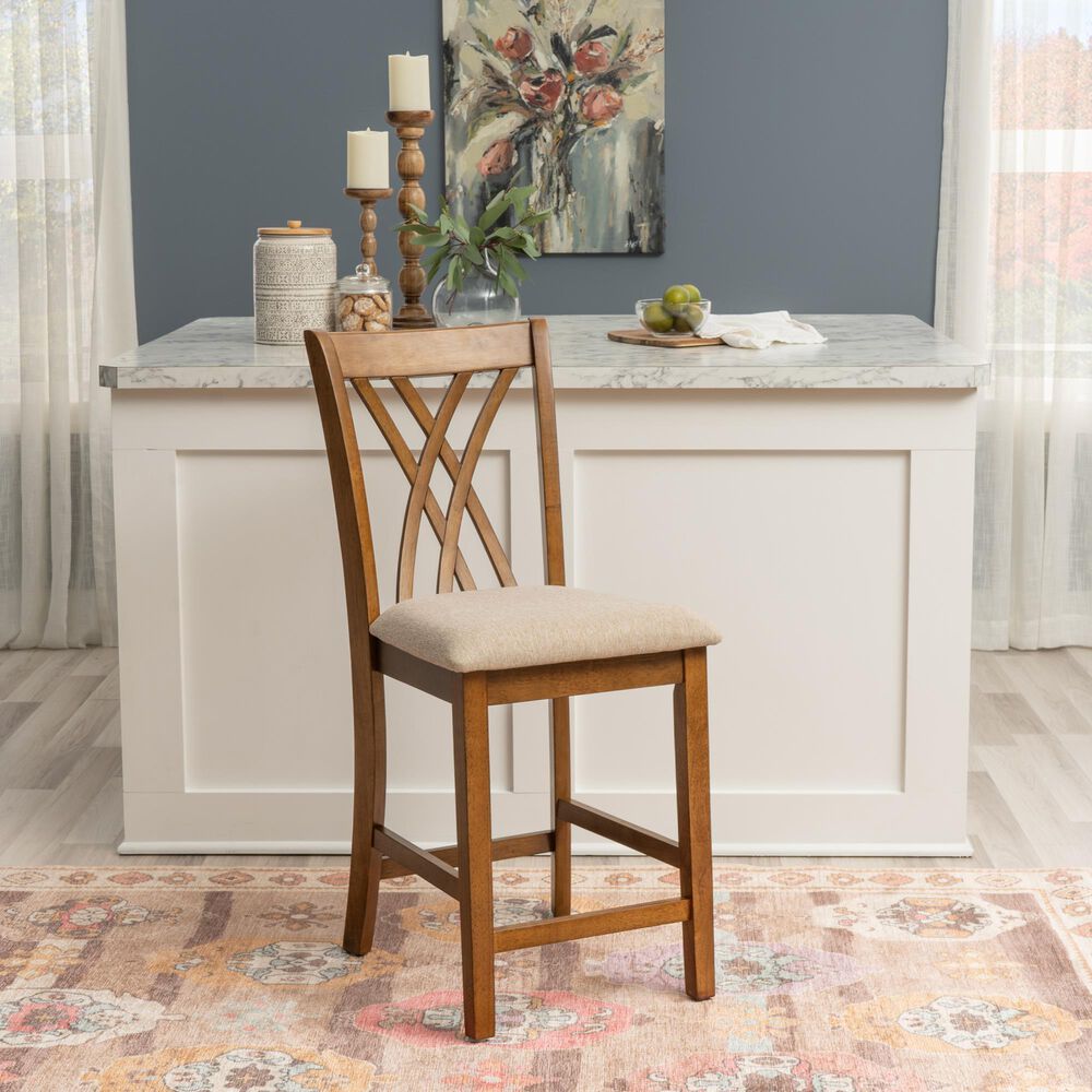 Linon Home Decor Maggie Counter Stool in Brown (Set of 2), , large