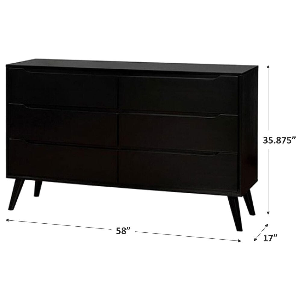 Furniture of America Lennart 6-Drawer Dresser Only in Black, , large