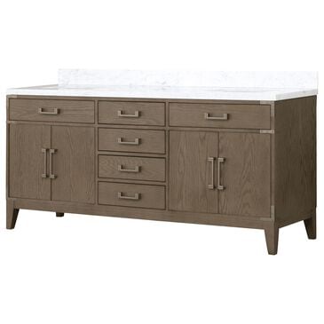 Lexora Home Laurel 72" Double Bathroom Vanity in Grey Oak with White Carrara Marble Top and Rectangular Sinks, , large
