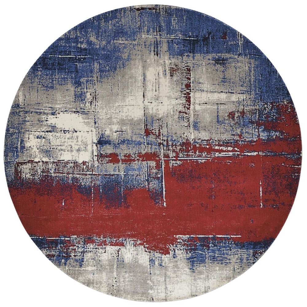Nourison Twilight TWI19 8" Round Multicolor Area Rug, , large
