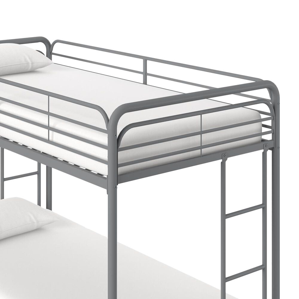 DHP Bellona Twin Over Twin Storage Bunk Bed in Silver, , large