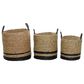 Maple and Jade Seagrass Storage Basket in Brown and Black (Set of 3), , large
