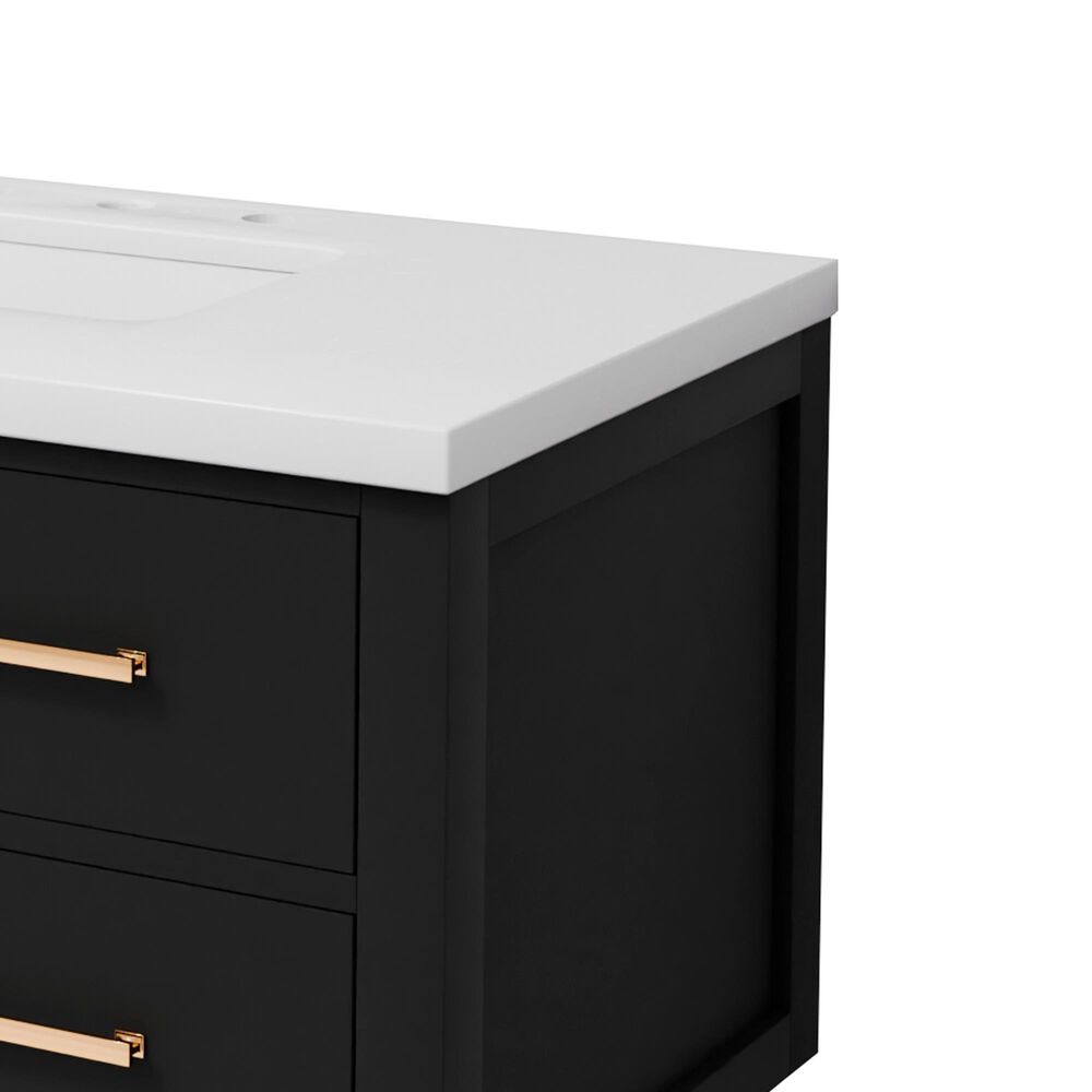 Lexora Home Castor 36" Single Bathroom Vanity in Black with 2 cm White Quartz Top and Rectangular Sink, , large