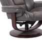 Simeon Collection Monarch Leather Manual Reclining Swivel Chair and Ottoman in Ice, , large