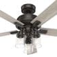 Hunter Hartland 52" Clear Seeded Ceiling Fan with LED Lights in Noble Bronze, , large