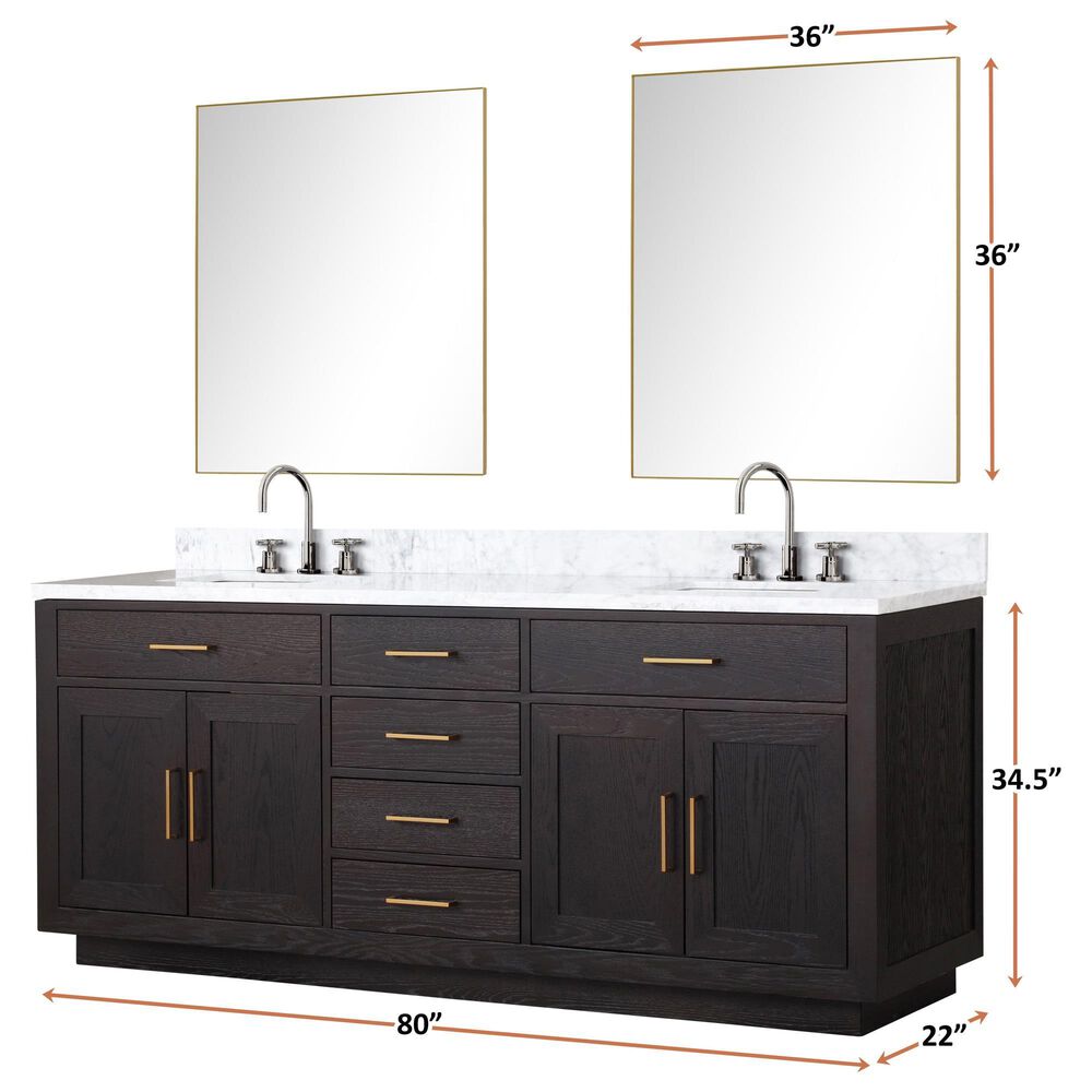 Lexora Home Abbey 80&quot; Double Bathroom Vanity in Grey Oak with 2 cm White Cultured Marble Top and Rectangular Sinks, , large