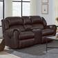 HomeStretch Laredo Manual Loveseat with Console in Stetson Dark Brown, , large