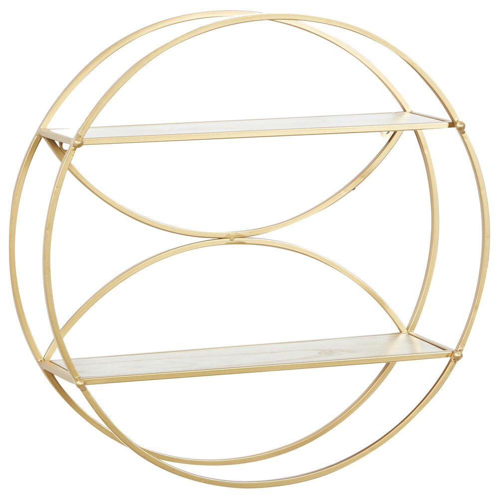 CosmoLiving by Cosmopolitan 22" x 22" Wall Shelf in Gold and Light Natural Brown, , large