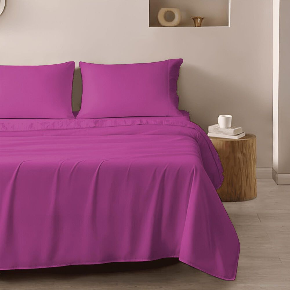 Trade Linker 3-Piece Twin/Twin XL Microfiber Sheet Set in Hot Purple, , large
