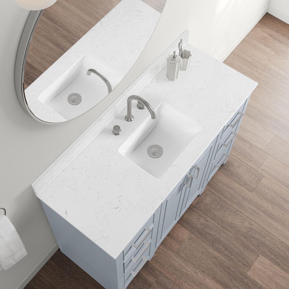 37B Lucerne 48" Single Bathroom Vanity in Soft Blue with Marble Top and Backsplash, , large