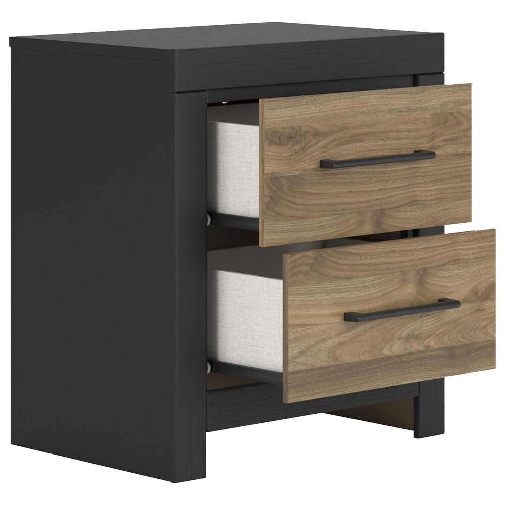 Ashley Vertani 2-Drawer Nightstand in Black and Honey Brown, , large