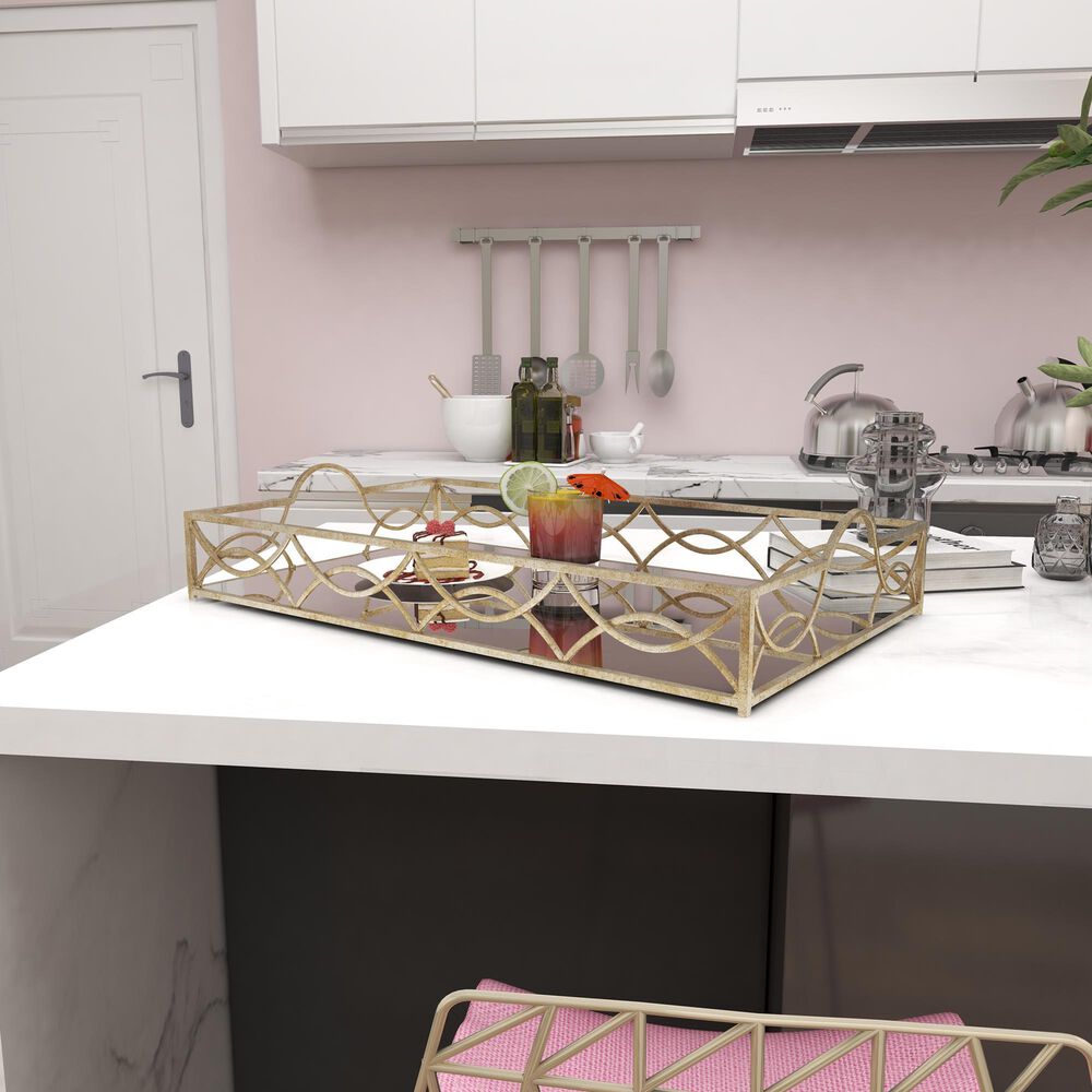 Maple and Jade Metal Glam Tray in Silver, , large