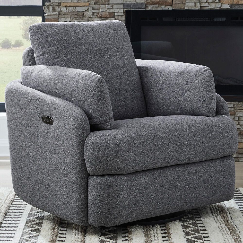 Ashley Alainmont Next-Gen Nuvella Power Swivel Recliner in Salt and Pepper, , large