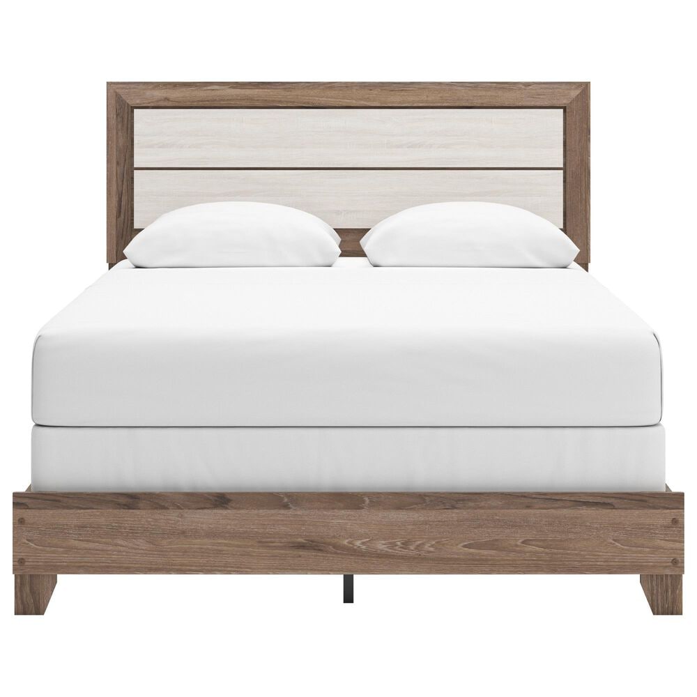 Ashley Sharnari 3-Piece Queen Bedroom Set in Warm Gray, Brown and Antique White Laminate, , large