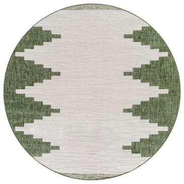 Surya Eagean EAG-2435 Grass Green, Ivory, Dark Green and Seafoam 7"10" Round Indoor/Outdoor Area Rug, , large