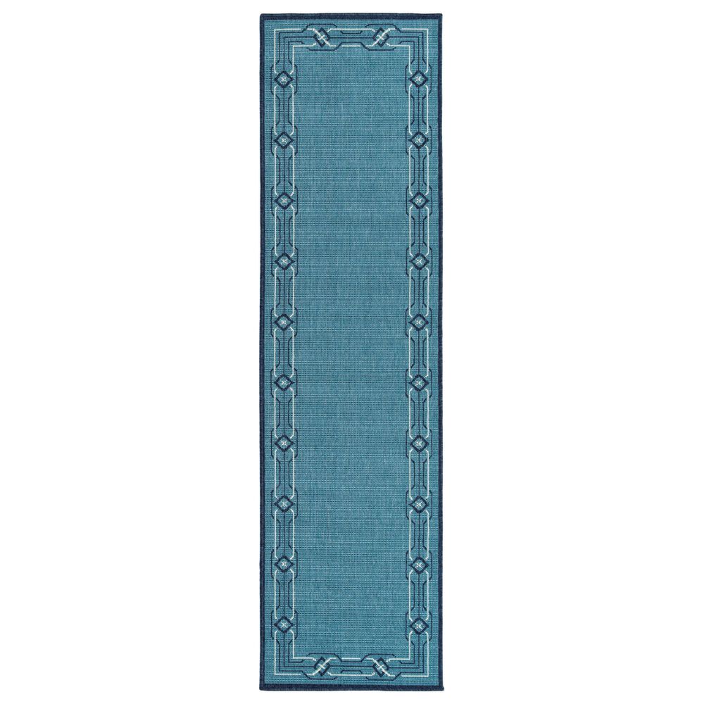 Kaleen Rugs Amalie 2"2" x 8" Light Blue, Navy and Ivory Indoor/Outdoor Runner, , large