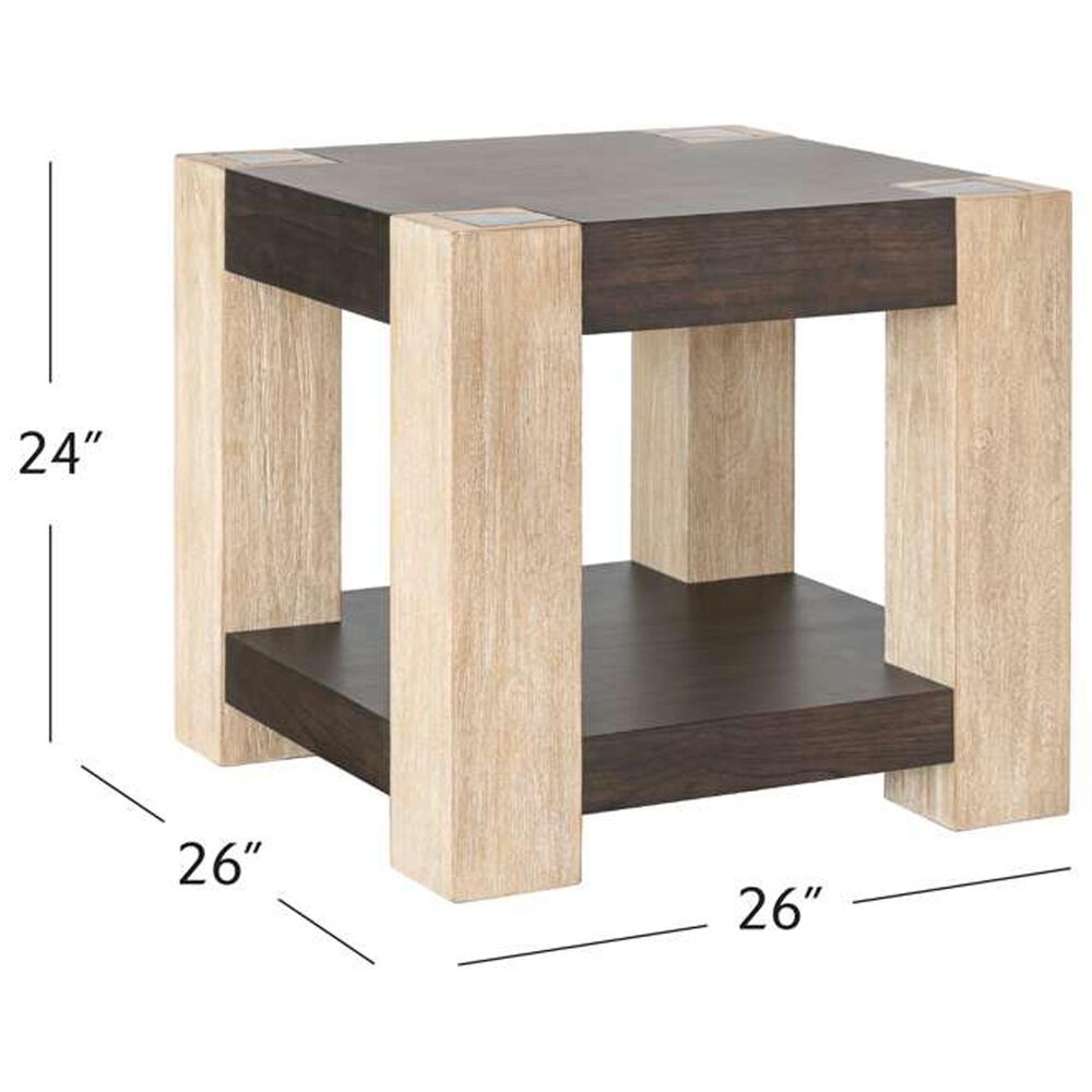 Bassett Mirror Harmony Square End Table in Carbon Mindi and Blonde Acacia, , large