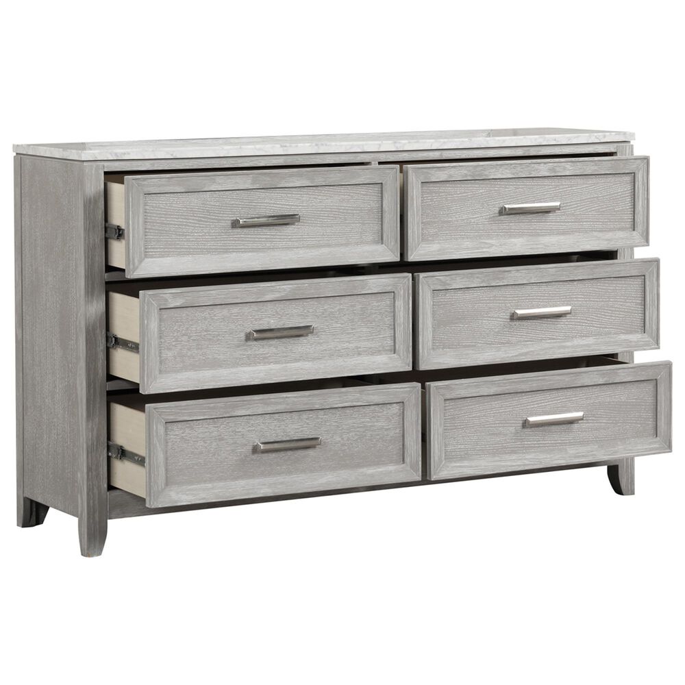 New Heritage Design Fiona 6-Drawer Dresser in Mist Gray and White, , large