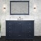 Lexora Home Dukes 48" Single Bathroom Vanity in Dark Grey with 2 cm White Quartz Top, Rectangular Sink and 46" Mirror, , large