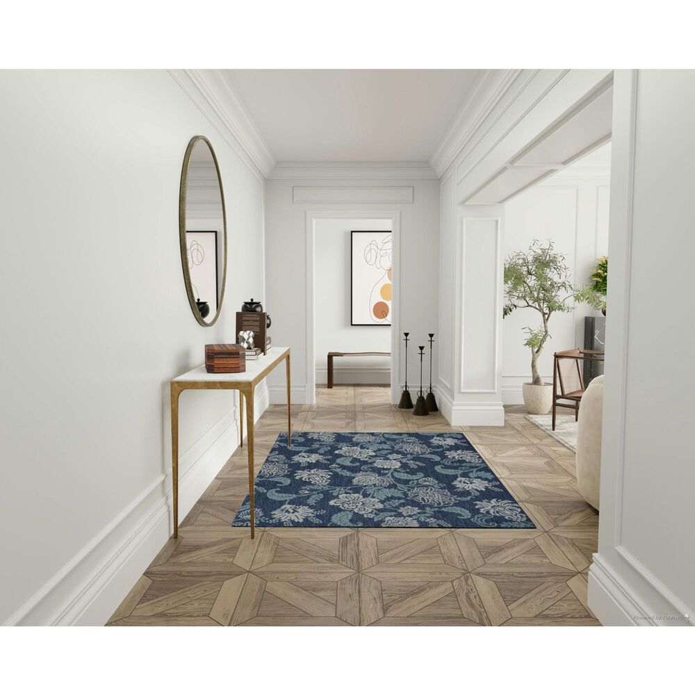 Nourison Garden Oasis GOA03 Navy 5&#39; x 7&#39; Indoor/Outdoor Area Rug, , large