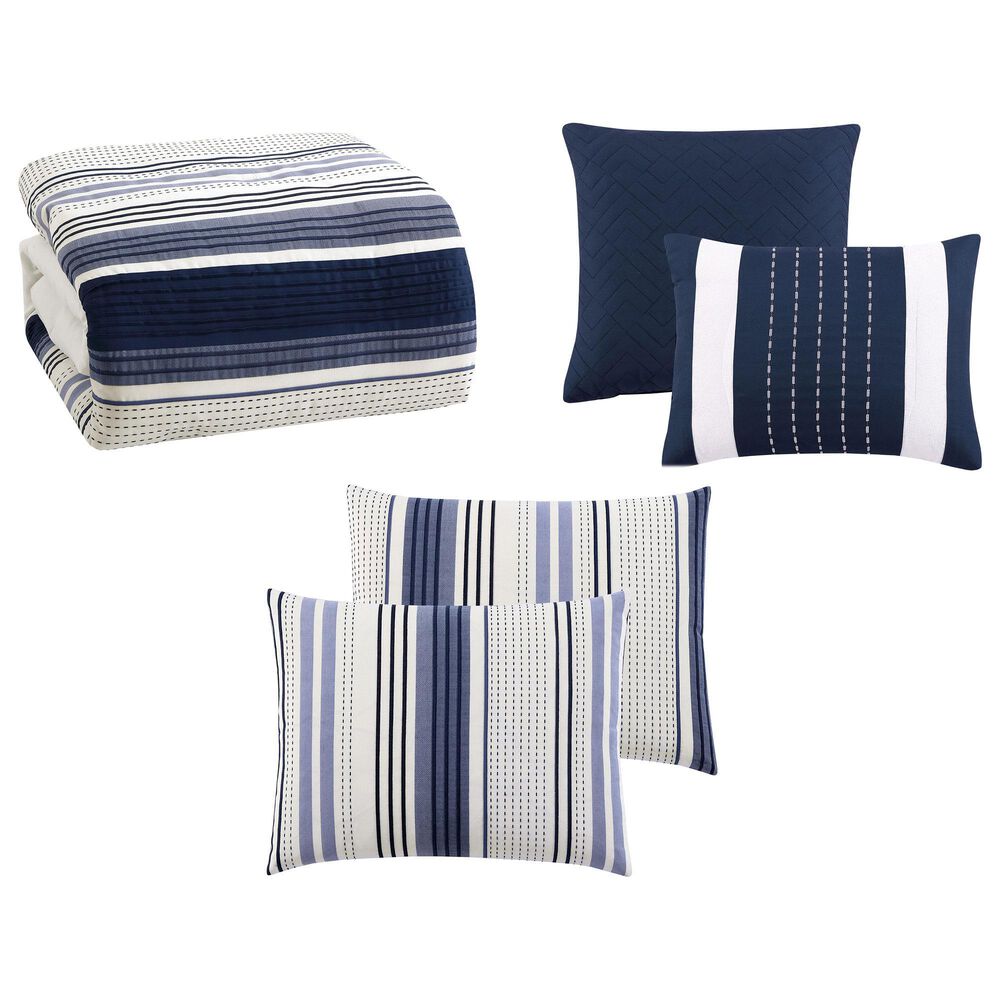 Hallmart Collectibles Adriel 5-Piece Queen Comforter Set in Blue and White, , large