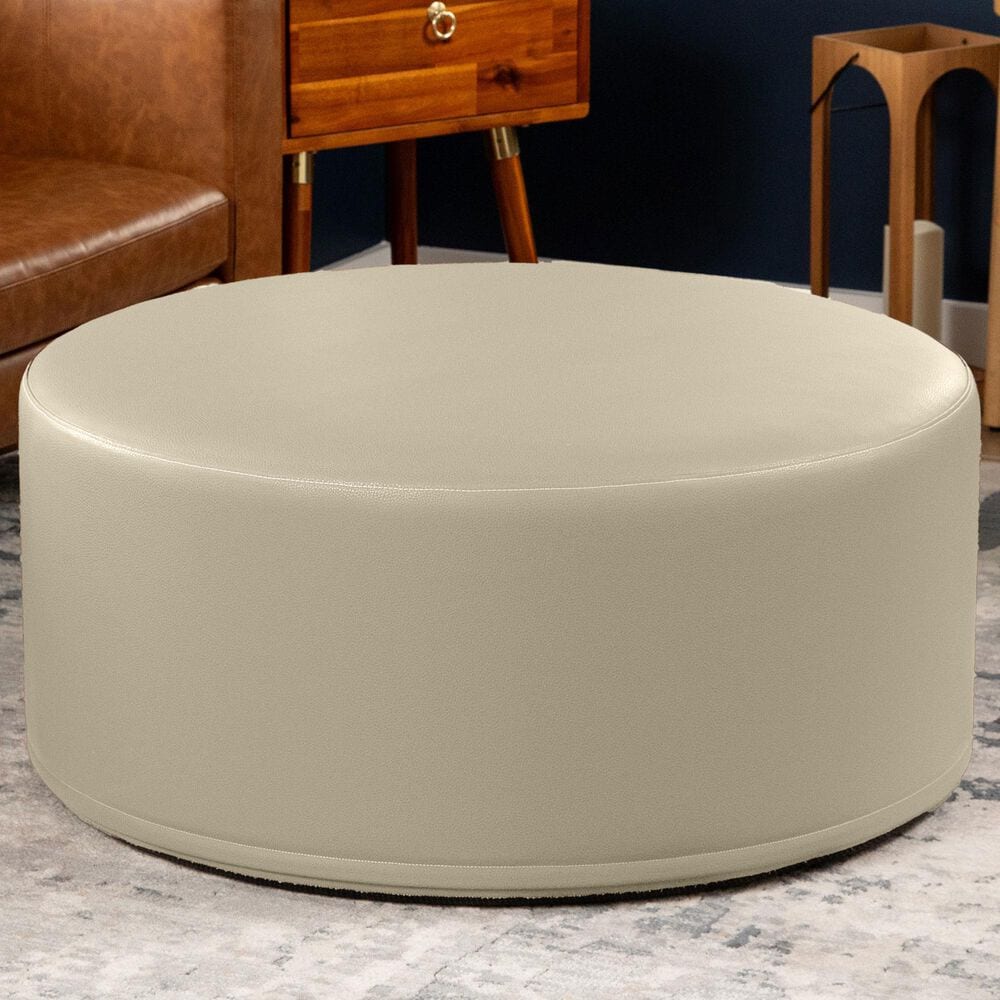 Jaxx Candler Faux Leather Ottoman in Natural Beige, , large