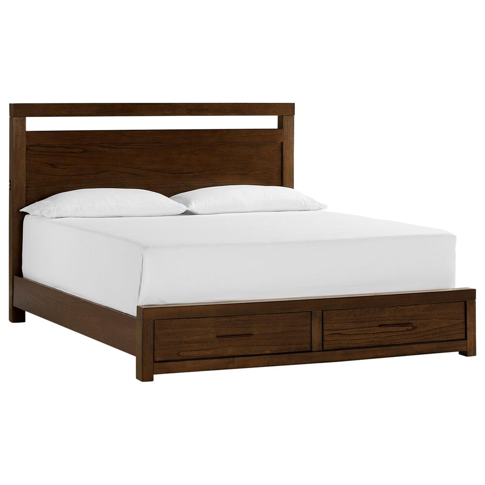 Riva Ridge Modern Loft King Storage Panel Bed with Two Nightstands in Brownstone, , large