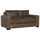 Bernhardt Dawkins Stationary Leather Loveseat in Brown, , large