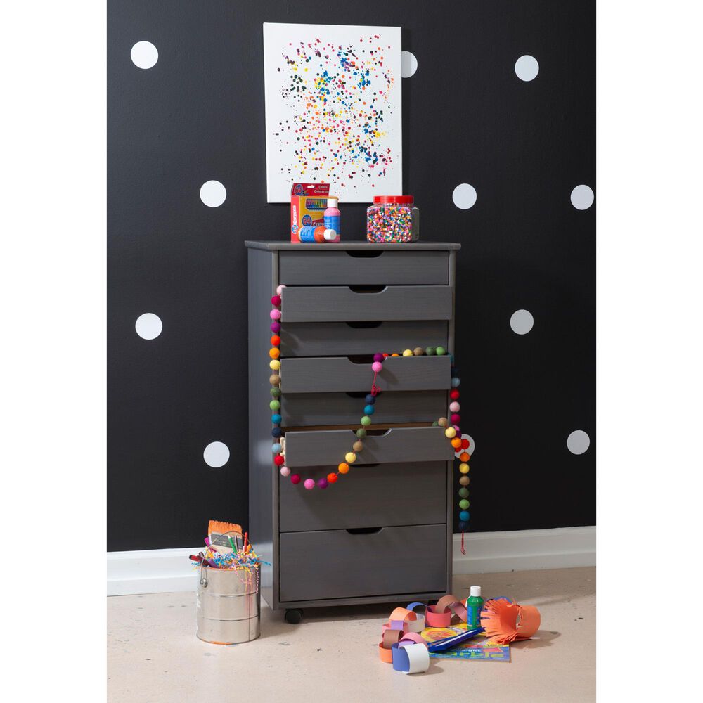 Linon Home Decor Cary 8-Drawer Rolling Cart in Grey, , large